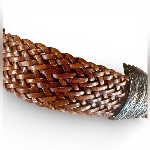 George town Leather Design Artesian/Handmade Brown Woven Belt Made in Italy M/L main image 9